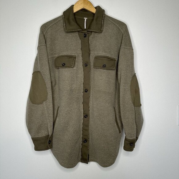 Free People Jackets & Blazers - Free people Ruby Jacket Size S Green Shacket Oversized Fleece Boho